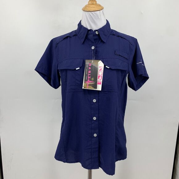 Habit Shirt Womens M Medium Blue Solar Factor UPF 30 Vented Fishing Outdoor - Picture 2 of 13